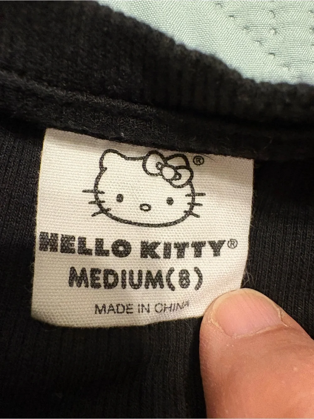 Sanrio Hello Kitty Girls Black Ribbed T- Shirt Size 8 Medium
